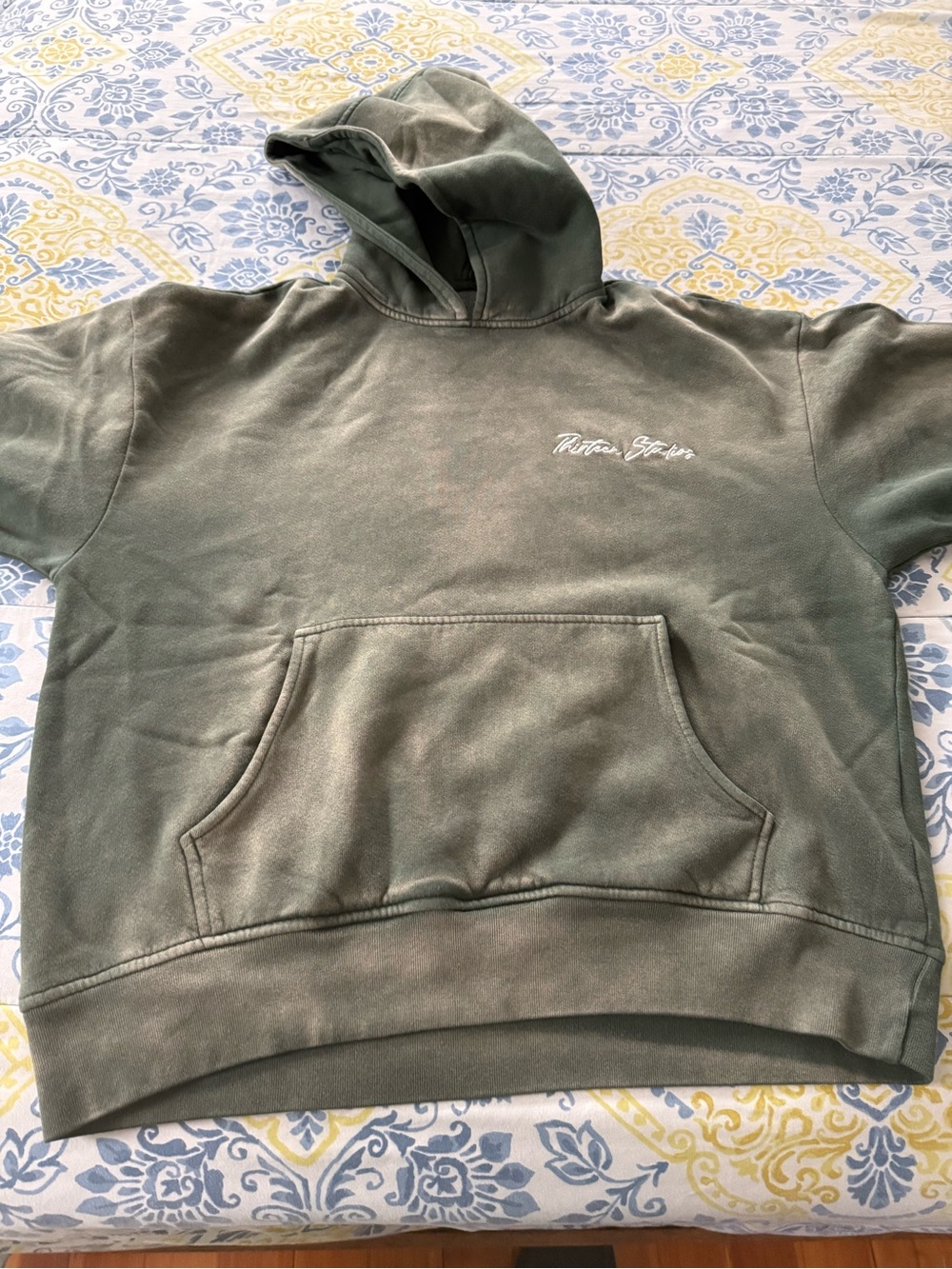 Thirteen Studios Olive Green Fleece-Lined Cotton Hoodie
